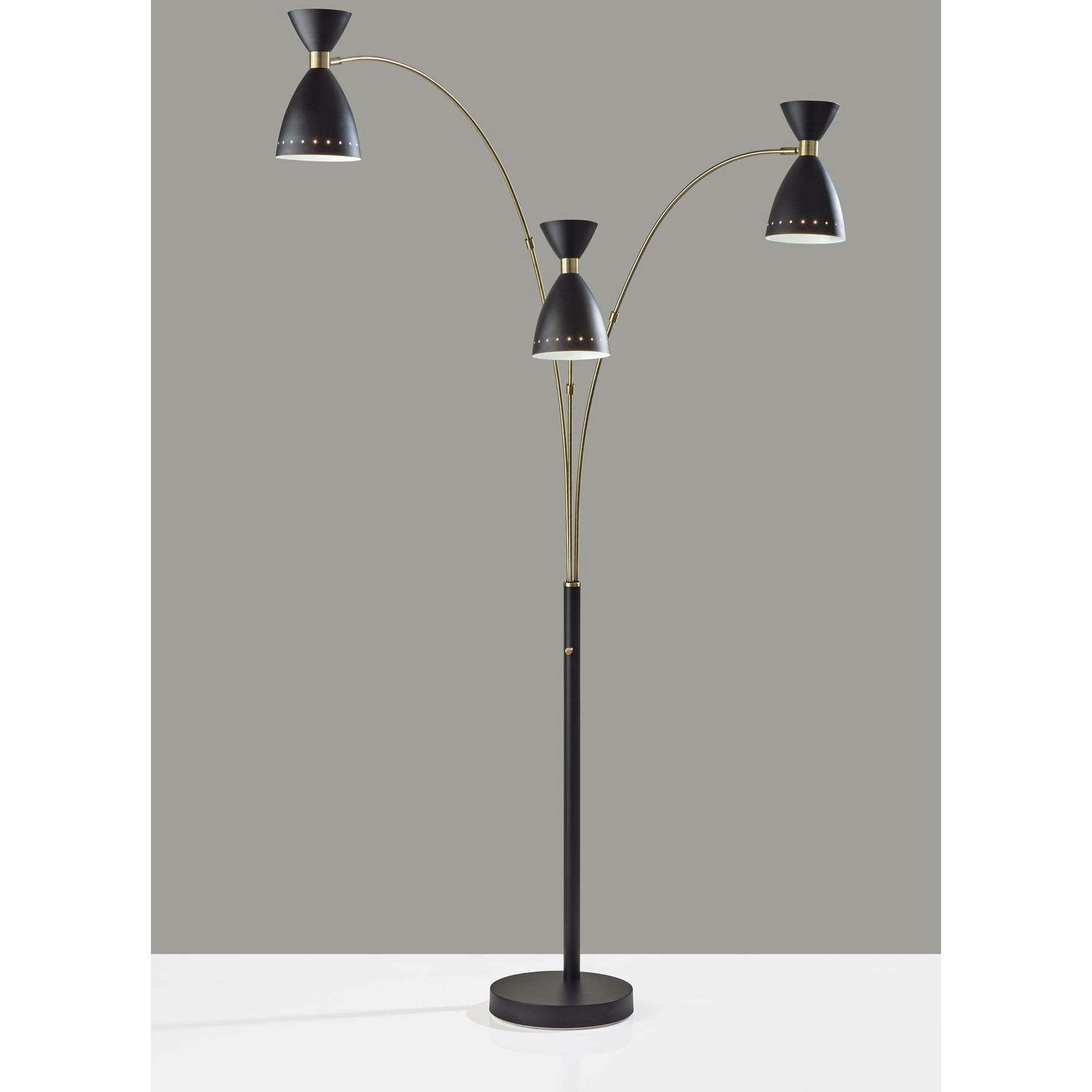 Oscar 82 inch 40.00 watt Black and Antique Brass Arc Lamp Portable Light, 3-Arm