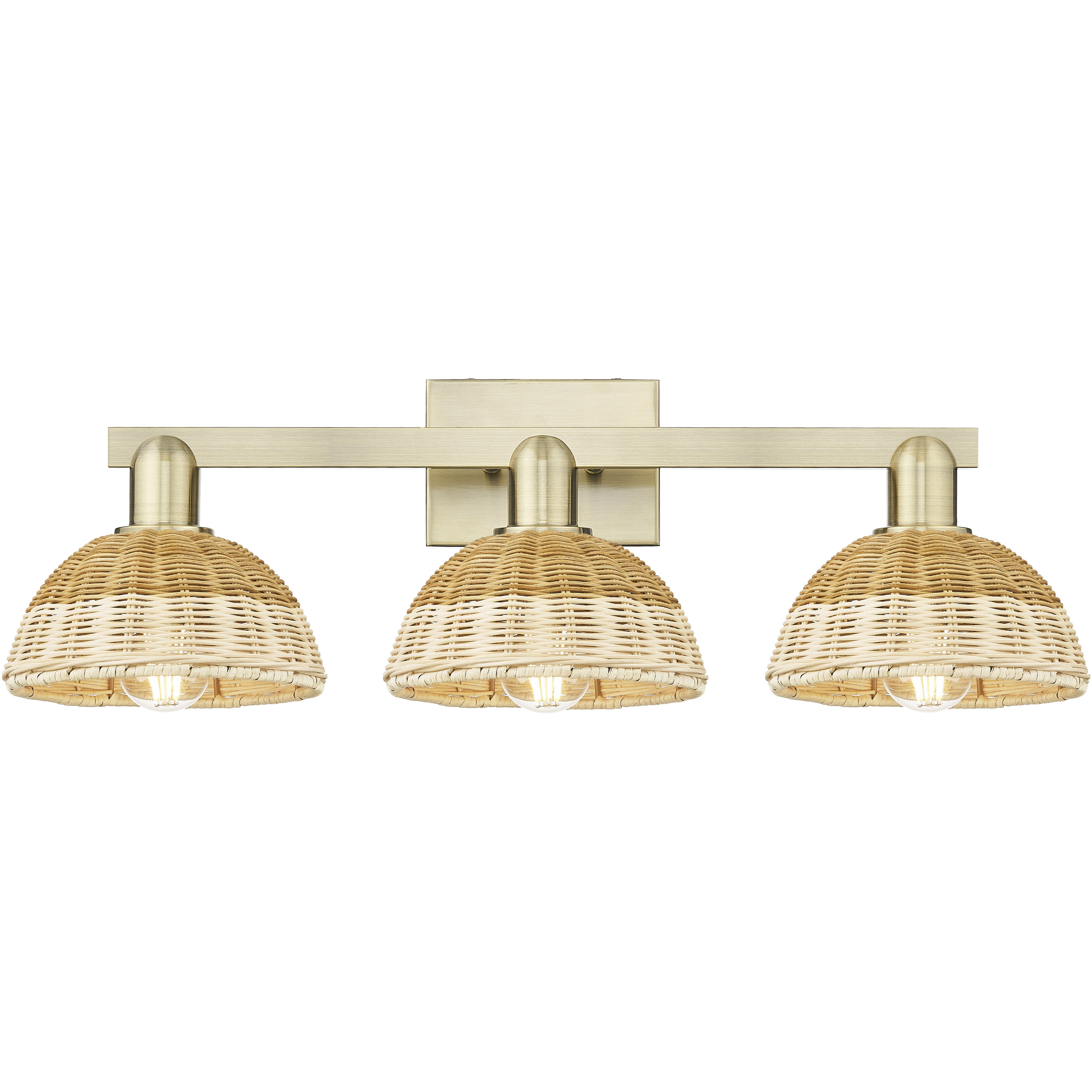 Natural Ballston Dome 3 Light 26 inch Antique Brass Bath Vanity Light Wall Light