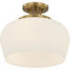 Octave 3 Light 13 inch Warm Brass Semi-Flush Ceiling Light, Essentials
