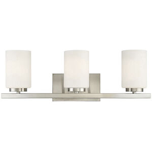 Contemporary 3 Light 24 inch Brushed Nickel Bathroom Vanity Light Wall Light