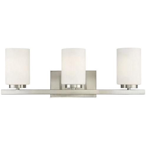 Contemporary 3 Light 24 inch Brushed Nickel Bathroom Vanity Light Wall Light