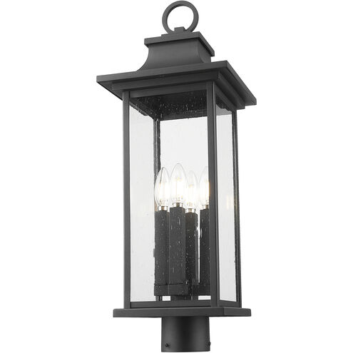Tiberius 4 Light 25.25 inch Black Outdoor Post Mount Fixture in Clear Seedy Glass