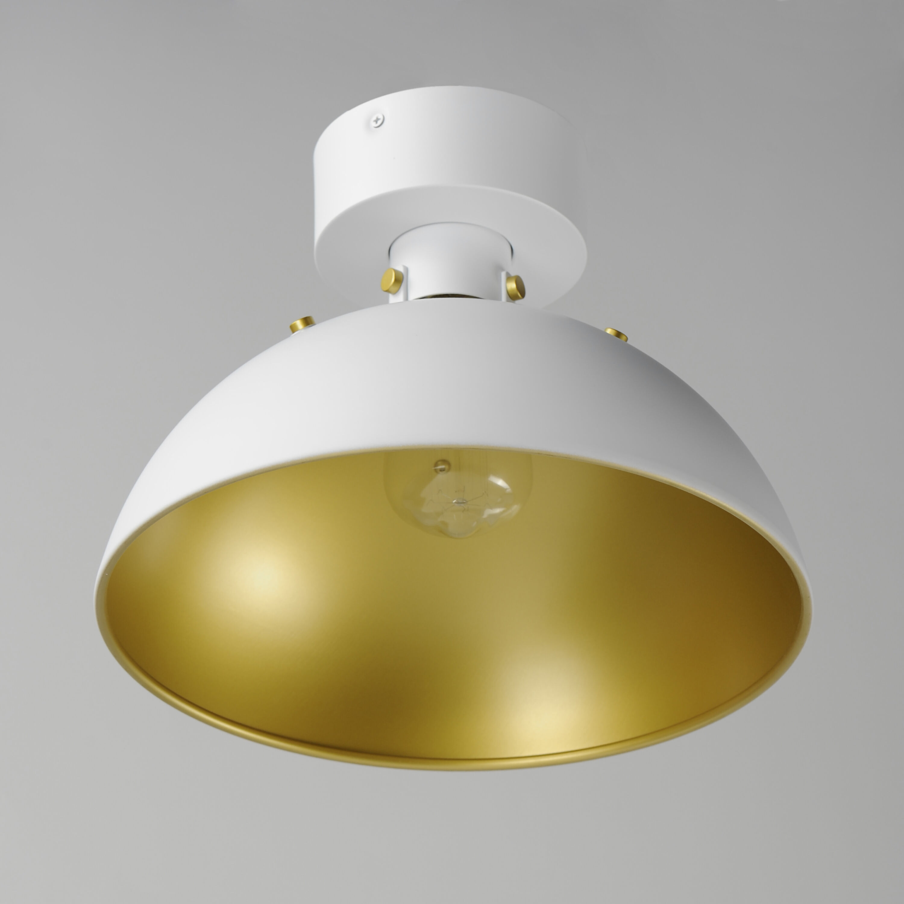 Dawn 1 Light 12 inch White/Satin Brass Semi-Flush Mount Ceiling Light in White and Satin Brass