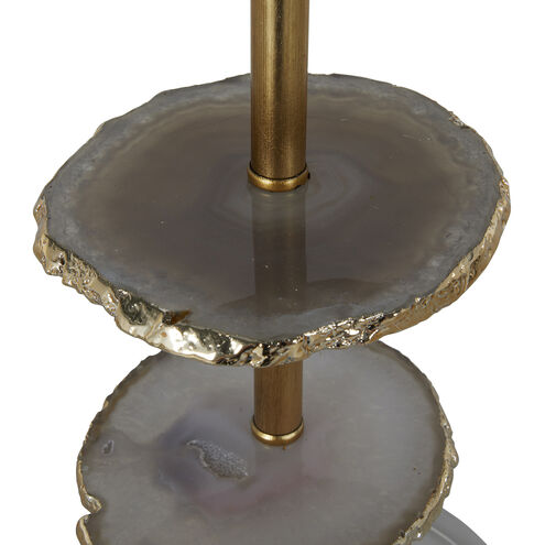 Gianna 33.25 inch Vintage Gold / Natural Agate / White Linen Fabric Table Lamp Portable Light