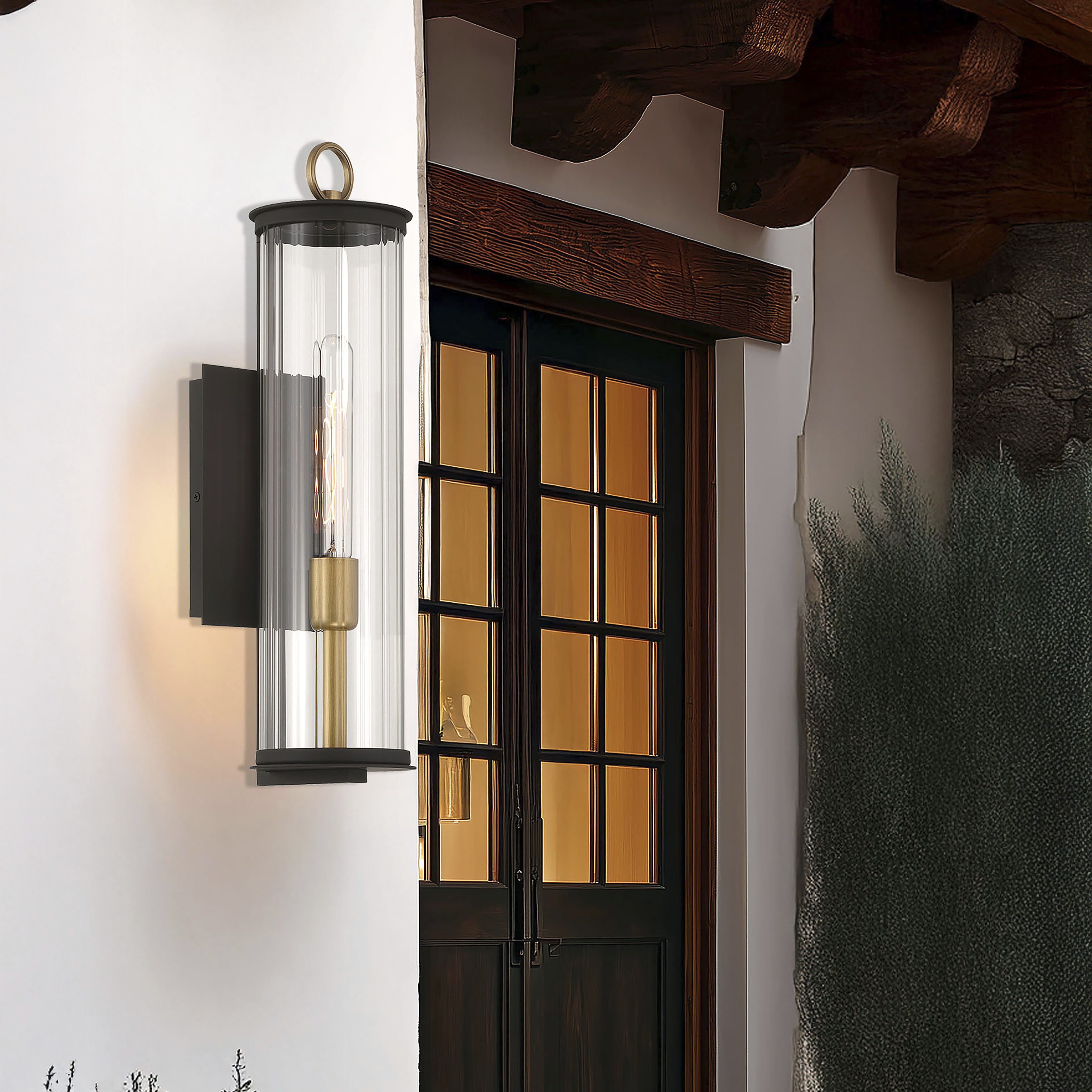 Cara 1 Light 19.25 inch Legacy Brass and Dark Matte Black Outdoor Wall Sconce