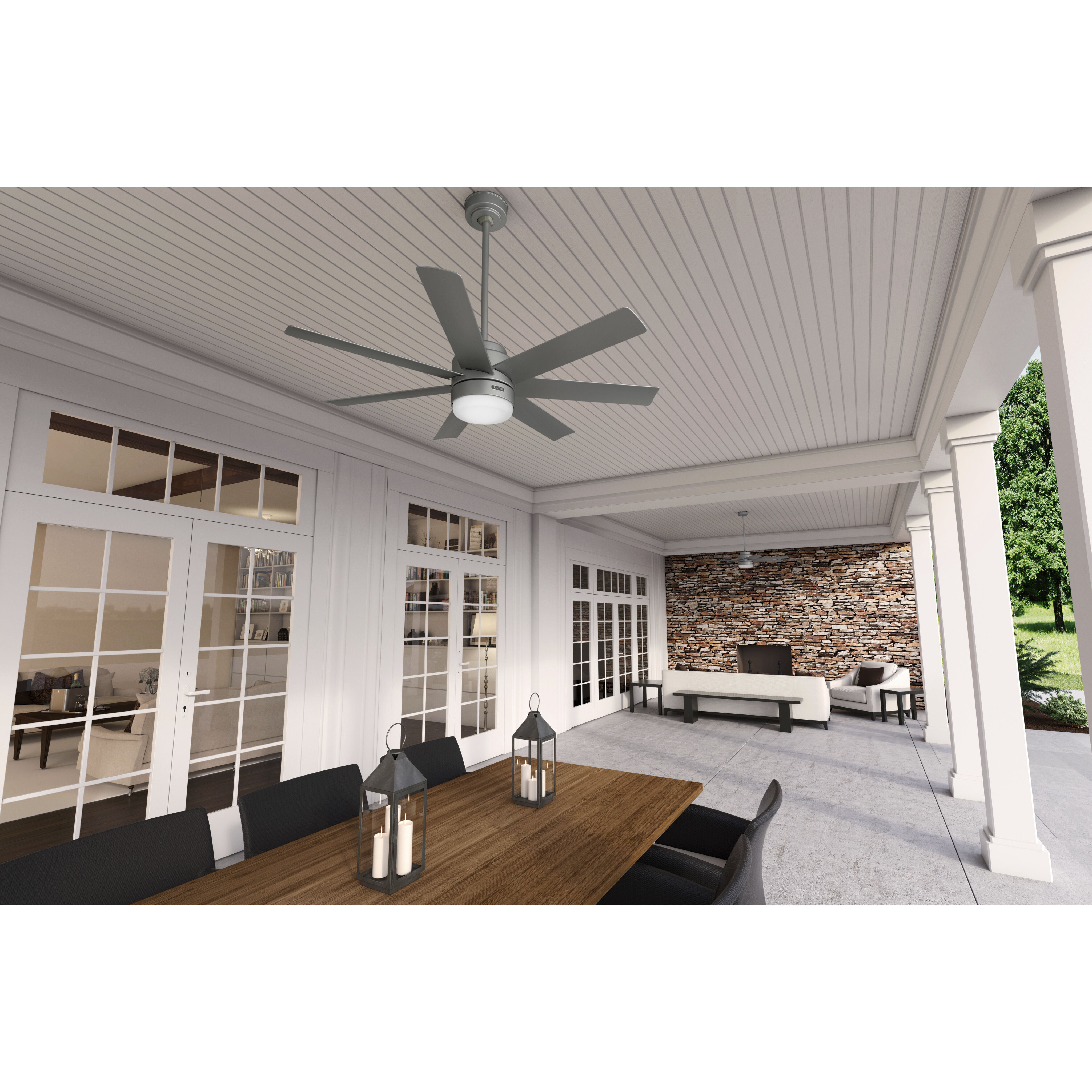 Brazos 52 inch Matte Silver Outdoor Ceiling Fan