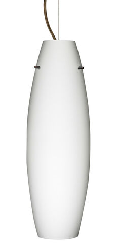 Tara 1 Light Bronze Pendant Ceiling Light in Opal Matte Glass, Incandescent