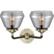 Nouveau Fulton 2 Light 15 inch Black Antique Brass Bath Vanity Light Wall Light in Plated Smoke Glass, Nouveau