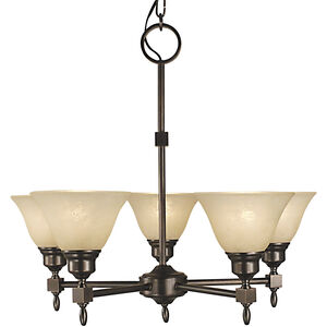 Taylor 5 Light 24 inch Brushed Nickel with White Marble Glass Shade Dining Chandelier Ceiling Light
