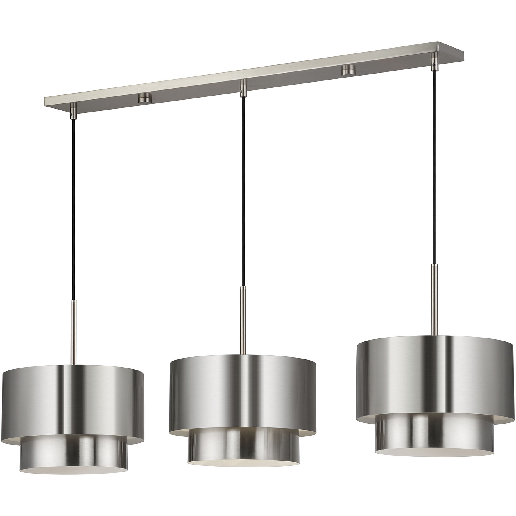 Zolana 3 Light 48 inch Brushed Nickel Linear Chandelier Ceiling Light, Extra Large