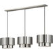 Zolana 3 Light 48 inch Brushed Nickel Linear Chandelier Ceiling Light, Extra Large