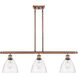Ballston Ballston Dome 3 Light 36 inch Antique Copper Island Light Ceiling Light in Clear Glass