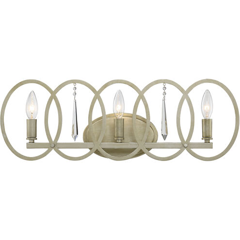 Hutton 3 Light 24.5 inch Sterling Gold Bath Bar Wall Light