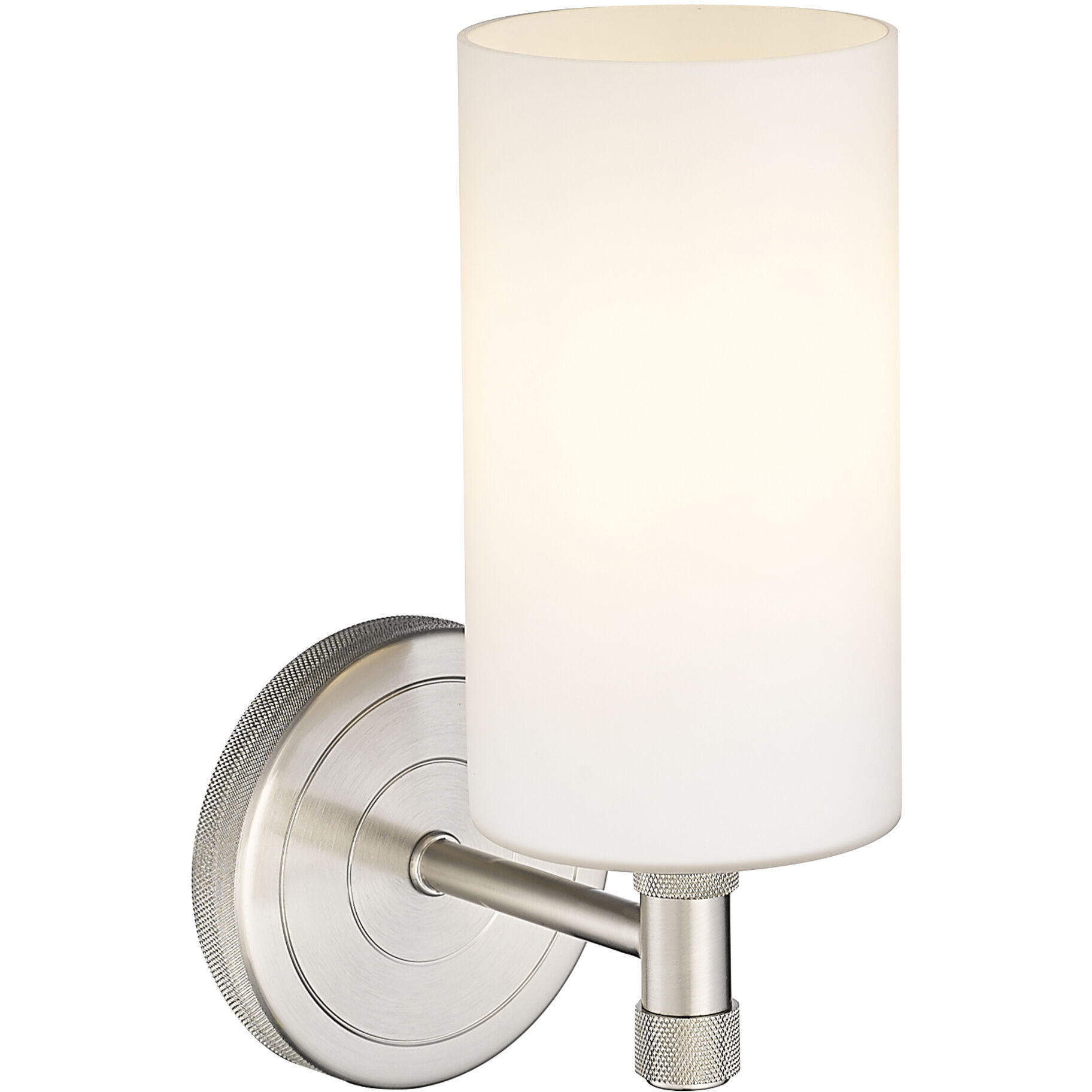 Crown Point Sconce Wall Light in Satin Nickel, Matte White Glass