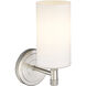 Downtown Urban Crown Point Armed Sconce Wall Light in Satin Nickel, Matte White