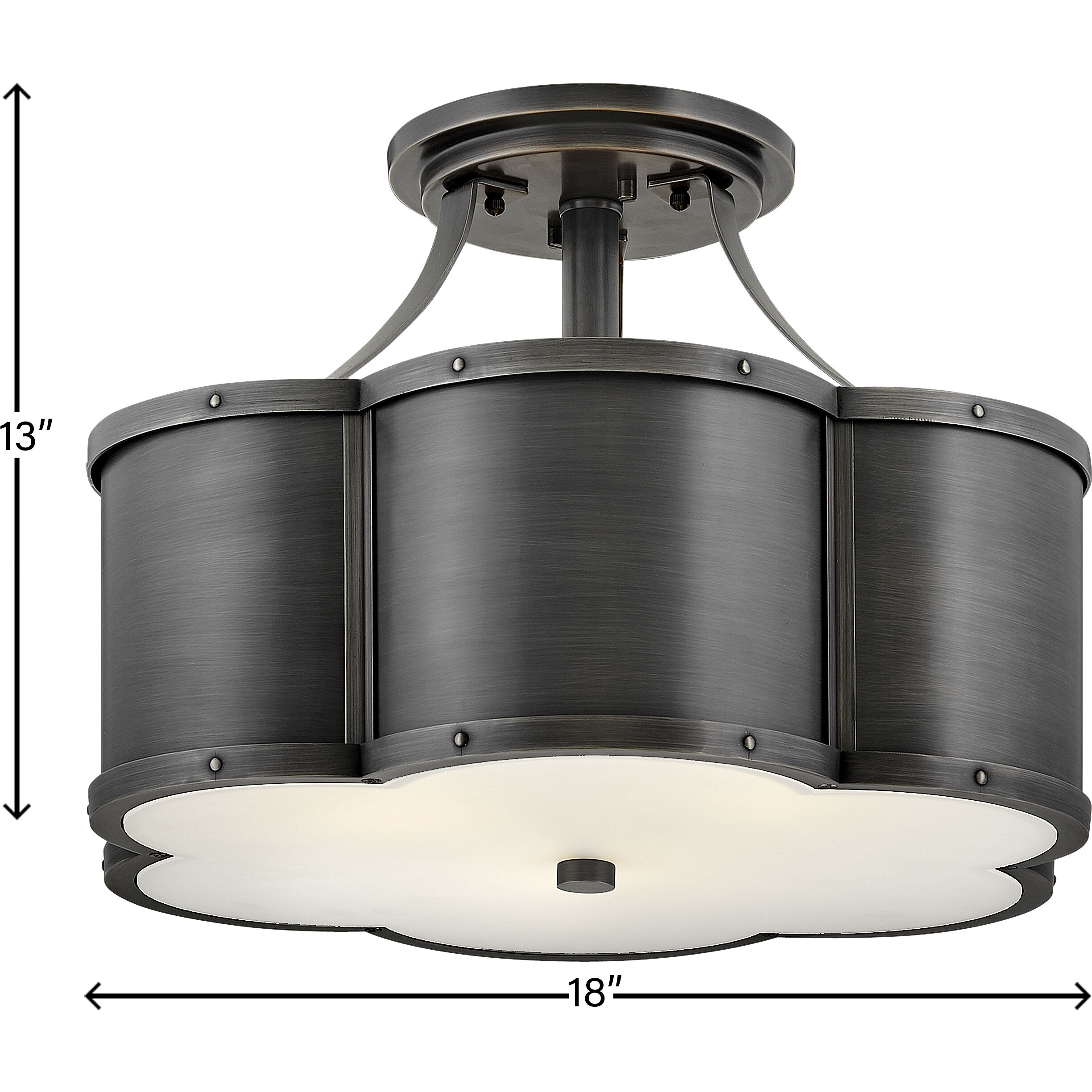 Chance 3 Light 18 inch Blackened Brass Indoor Semi-Flush Mount Ceiling Light