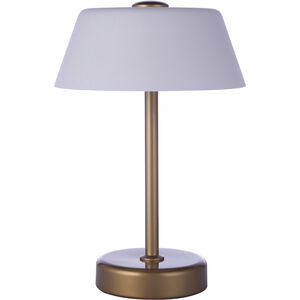 Rechargable Portable 12.5 inch 5 watt Painted Satin Brass Table Lamp Portable Light, USB Port