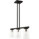 Cityview 3 Light 30 inch Black with Brushed Nickel Accents Linear Chandelier Ceiling Light