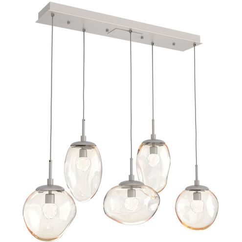 Cosmos LED LED Beige Silver Linear Pendant Ceiling Light in 3000K LED, Metallic Beige Silver, Floret Inner - Amber Outer, Multi-Port