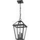 Talbot 3 Light 10 inch Black Outdoor Chain Mount Ceiling Fixture in Clear Beveled Glass