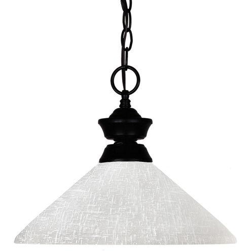 Shark 1 Light 14 inch Matte Black Pendant Ceiling Light in 5, Angular White Linen Glass