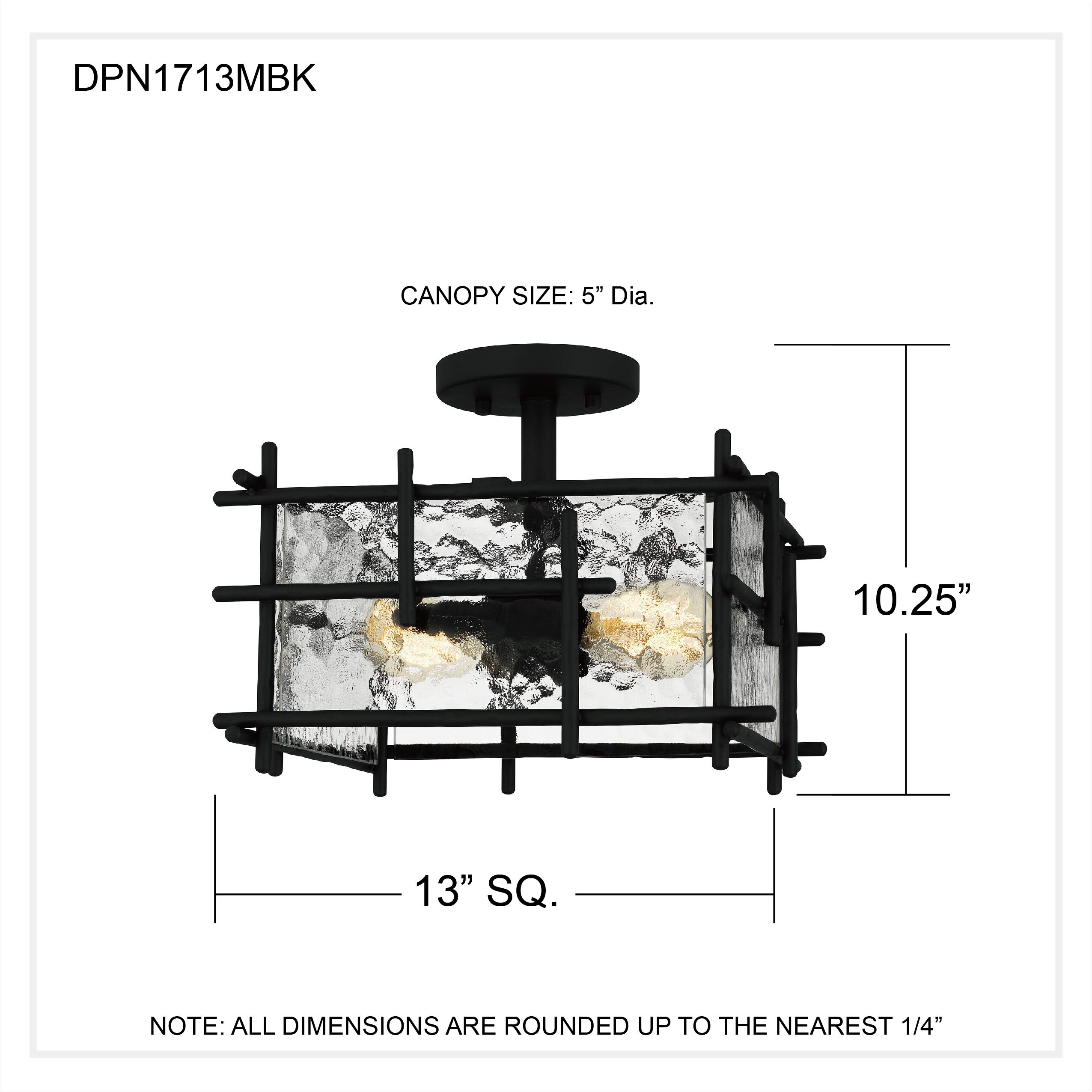 Daphne 2 Light 13 inch Matte Black Semi-Flush Mount Ceiling Light
