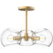 Willow 3 Light 16 inch Brushed Gold Pendant Ceiling Light in Clear Glass