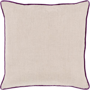 Linen Piped 18 inch Dark Purple, Ivory Pillow Kit