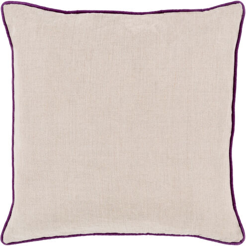 Linen Piped 20 inch Dark Purple, Ivory Pillow Kit