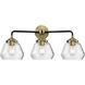 Nouveau Fulton 3 Light 25 inch Black Antique Brass Bath Vanity Light Wall Light in Clear Glass, Nouveau