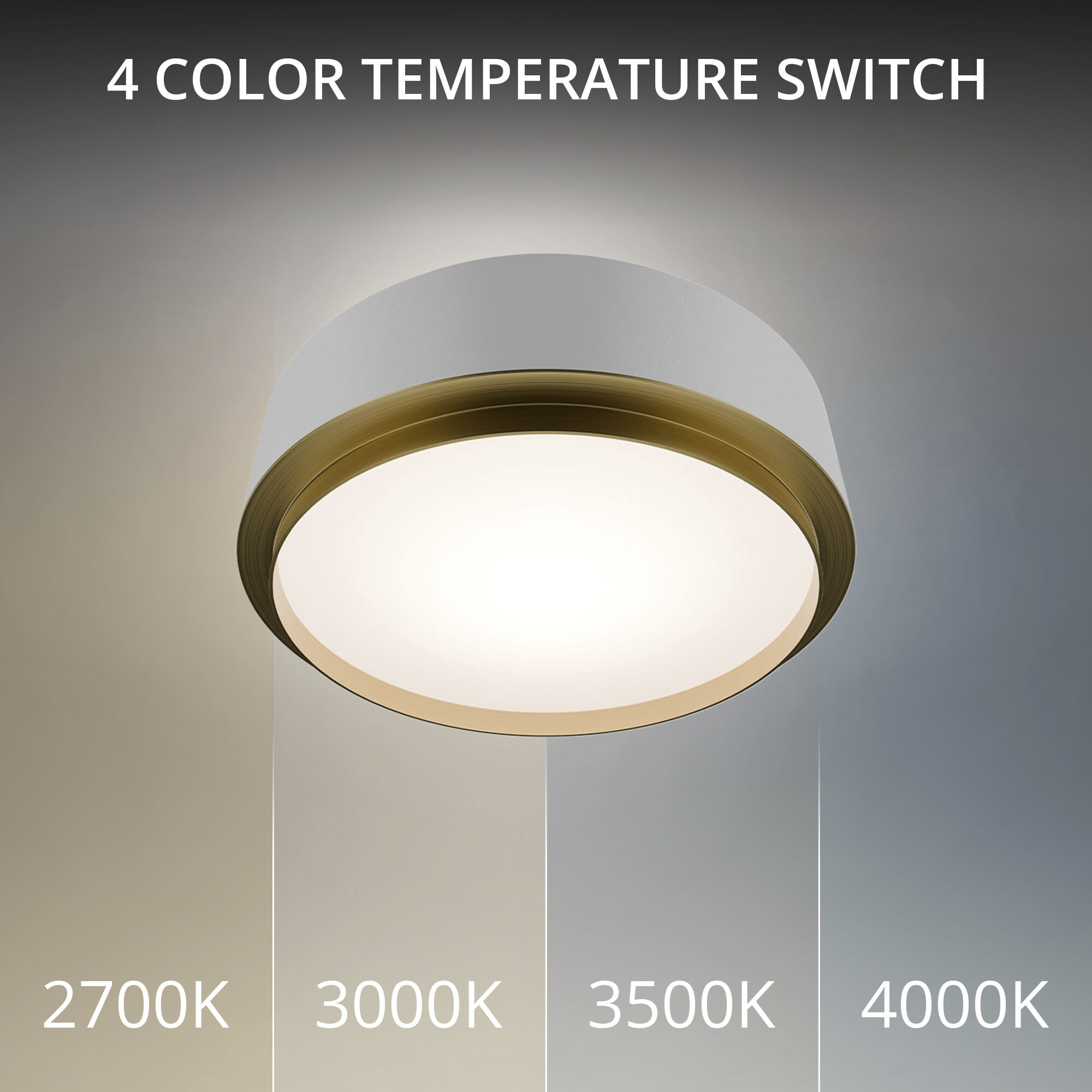 Salvo LED 12 inch White and Aged Brass Flush Mount Ceiling Light in 3000K, White/Aged Brass, dweLED