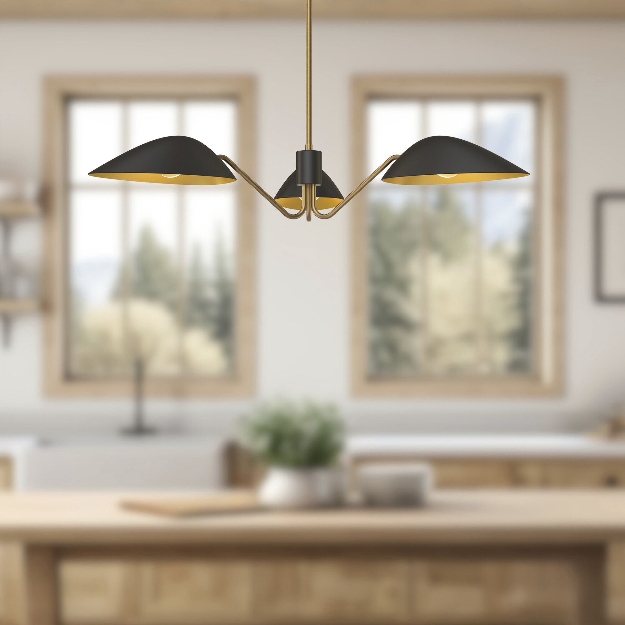 Alora Mood Oscar Pendant Ceiling Light in Aged Gold and Matte Black