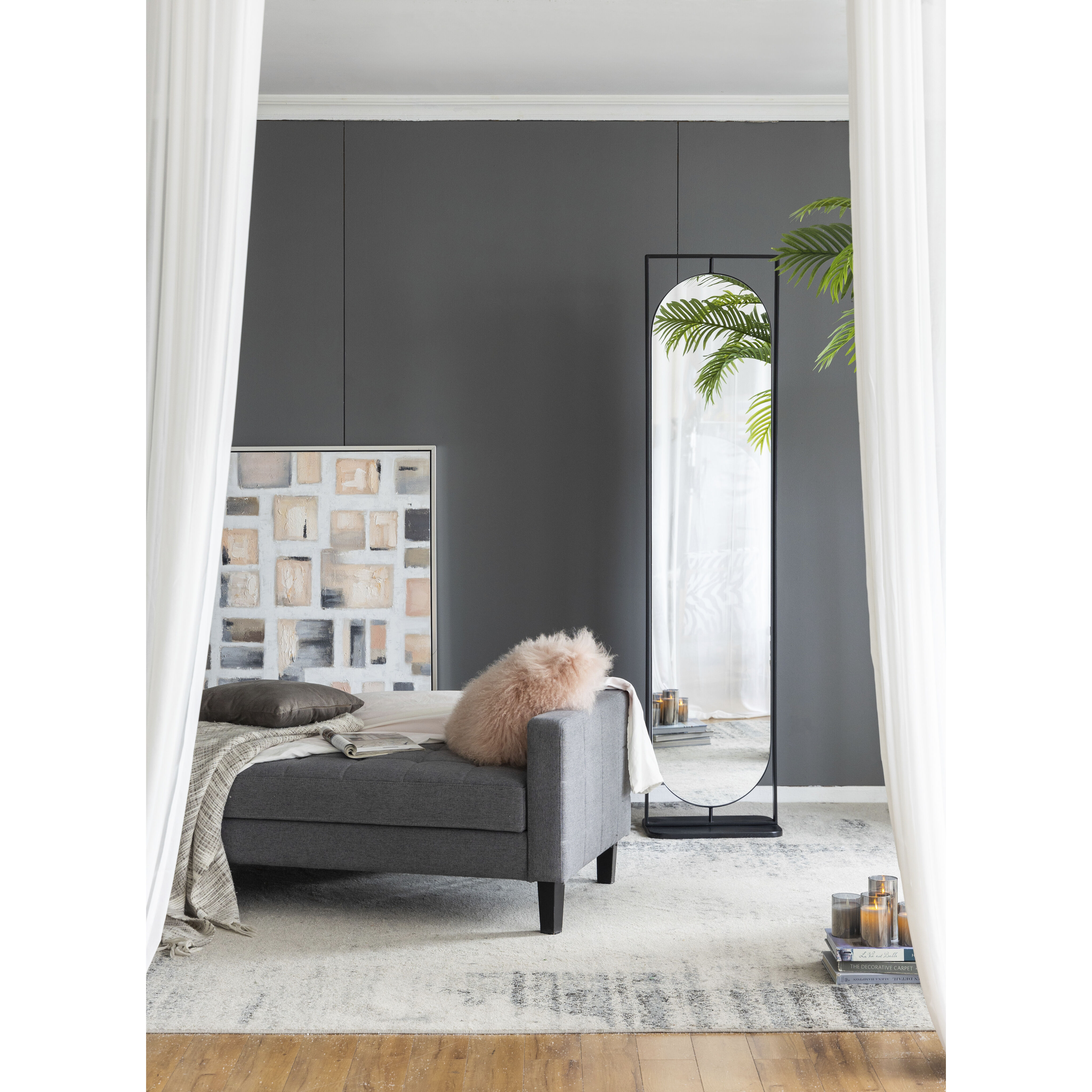 Full 77.8 X 18.1 inch Black Mirror