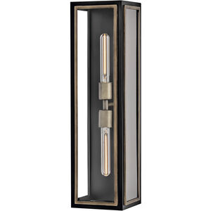 Shaw 2 Light 24 inch Black with Burnished Bronze Outdoor Wall Mount