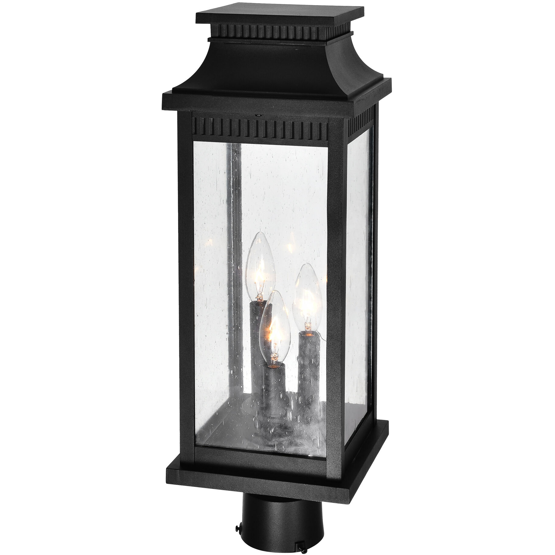 Milford 3 Light 21.5 inch Black Outdoor Lantern Head