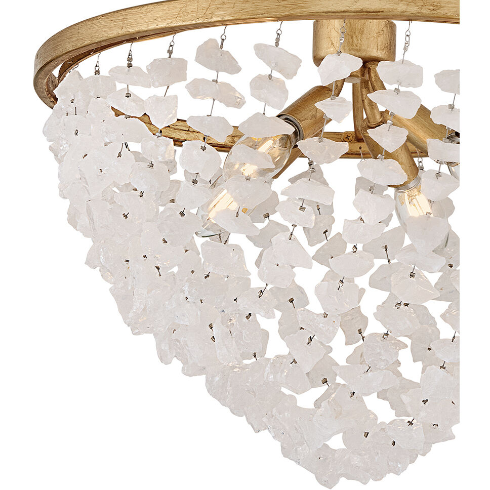 Myra 4 Light 18 inch Distressed Brass Semi-flush Mount Ceiling Light