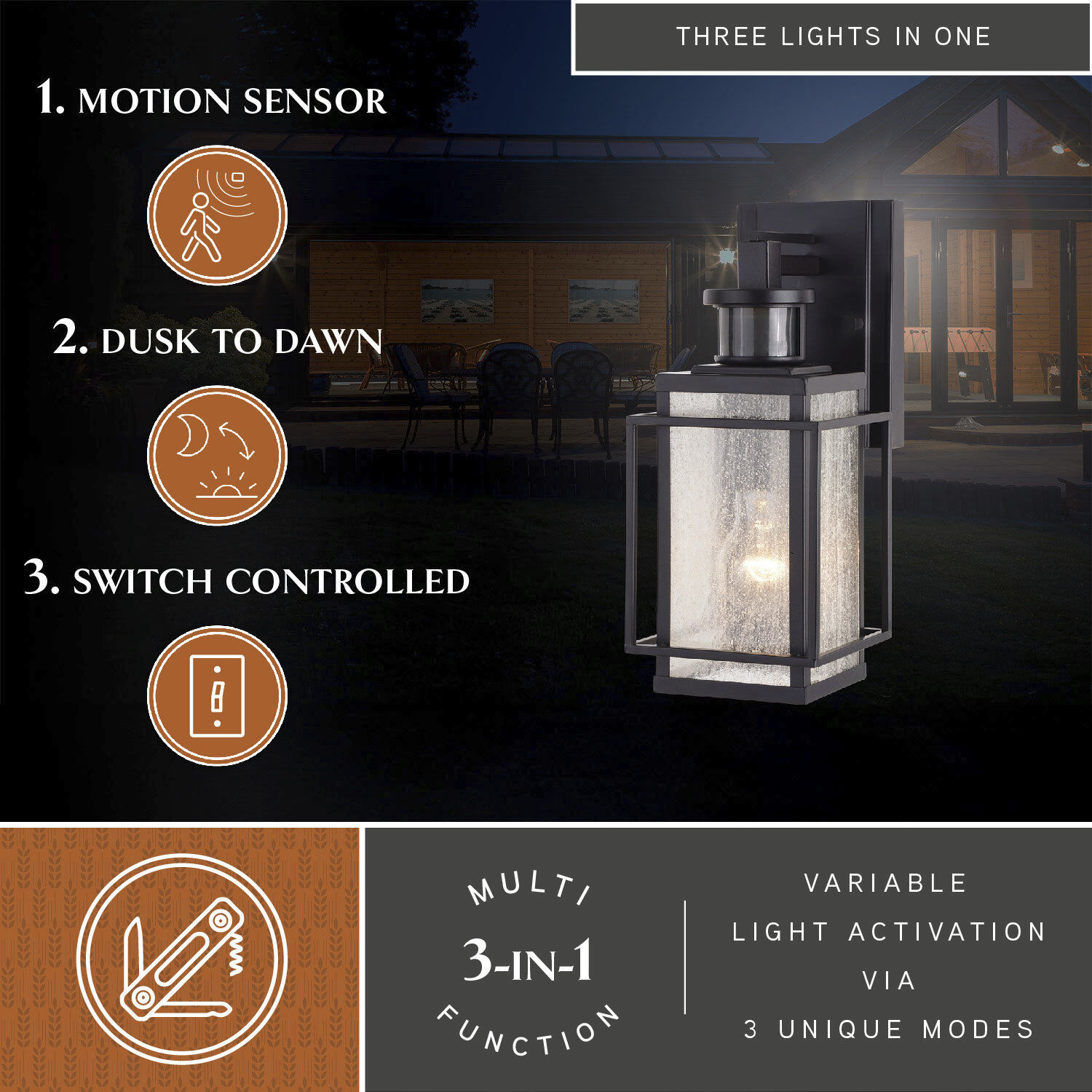 Hyde Park Espresso Bronze Outdoor Motion Sensor