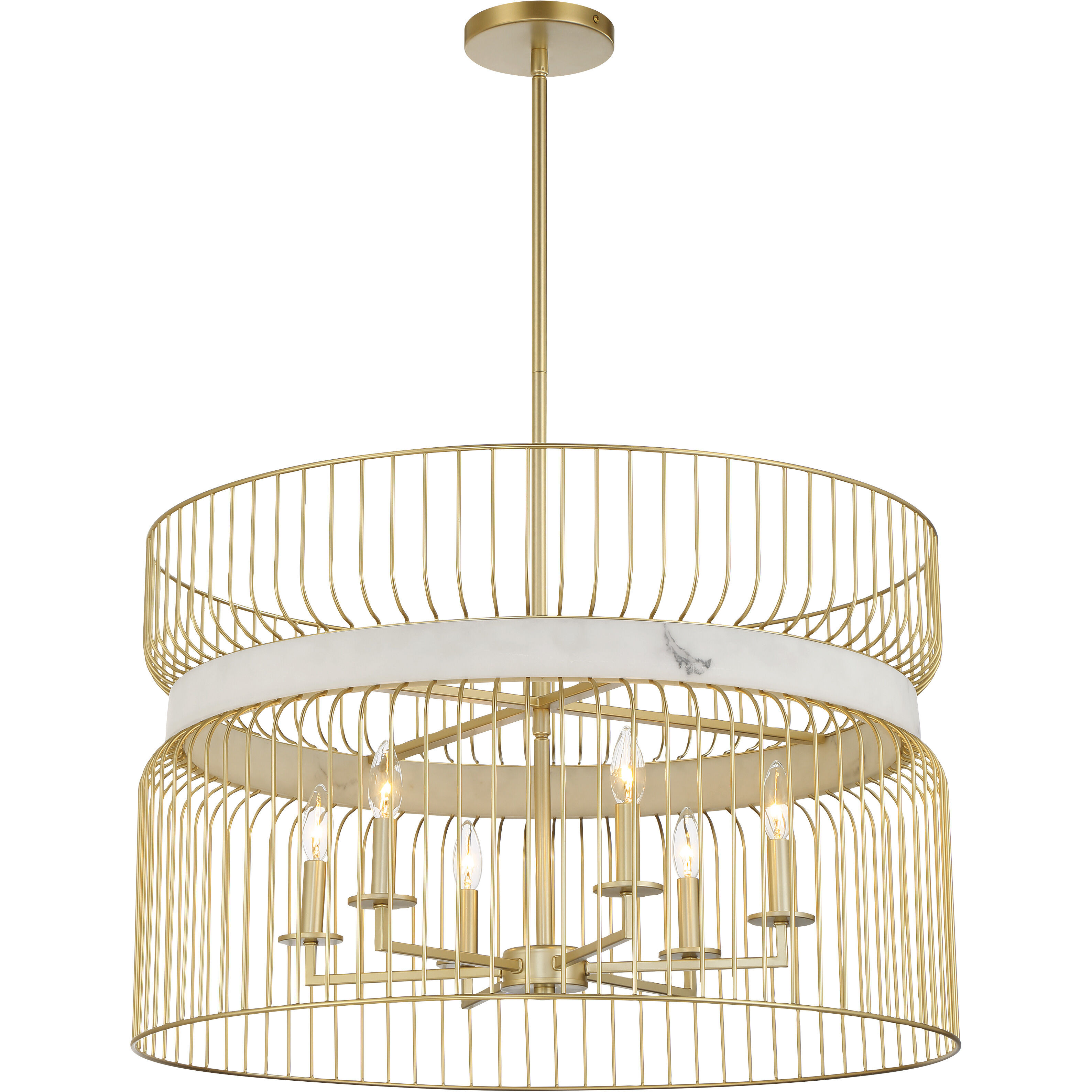 Park Slope 6 Light 30 inch Nouveau Gold Pendant Ceiling Light