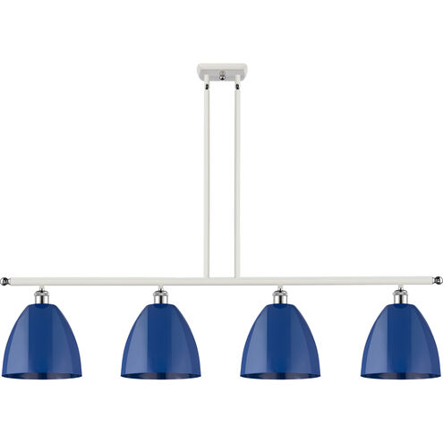 Ballston Plymouth Dome 4 Light 48 inch White and Polished Chrome Island Light Ceiling Light in Matte Blue