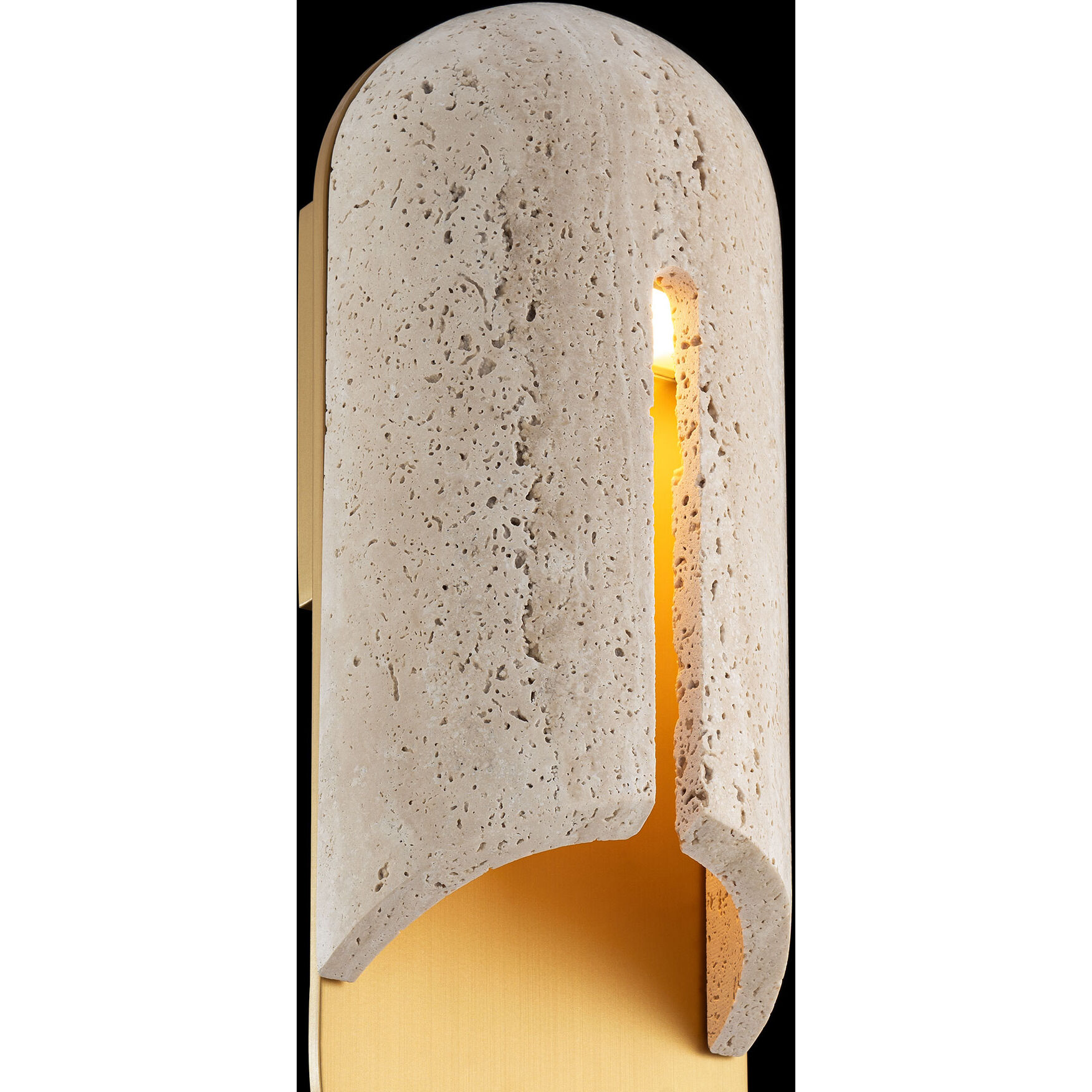 Clog LED 16 inch Beige Travertine and Aged Brass Outdoor Wall Lighting in 3500K