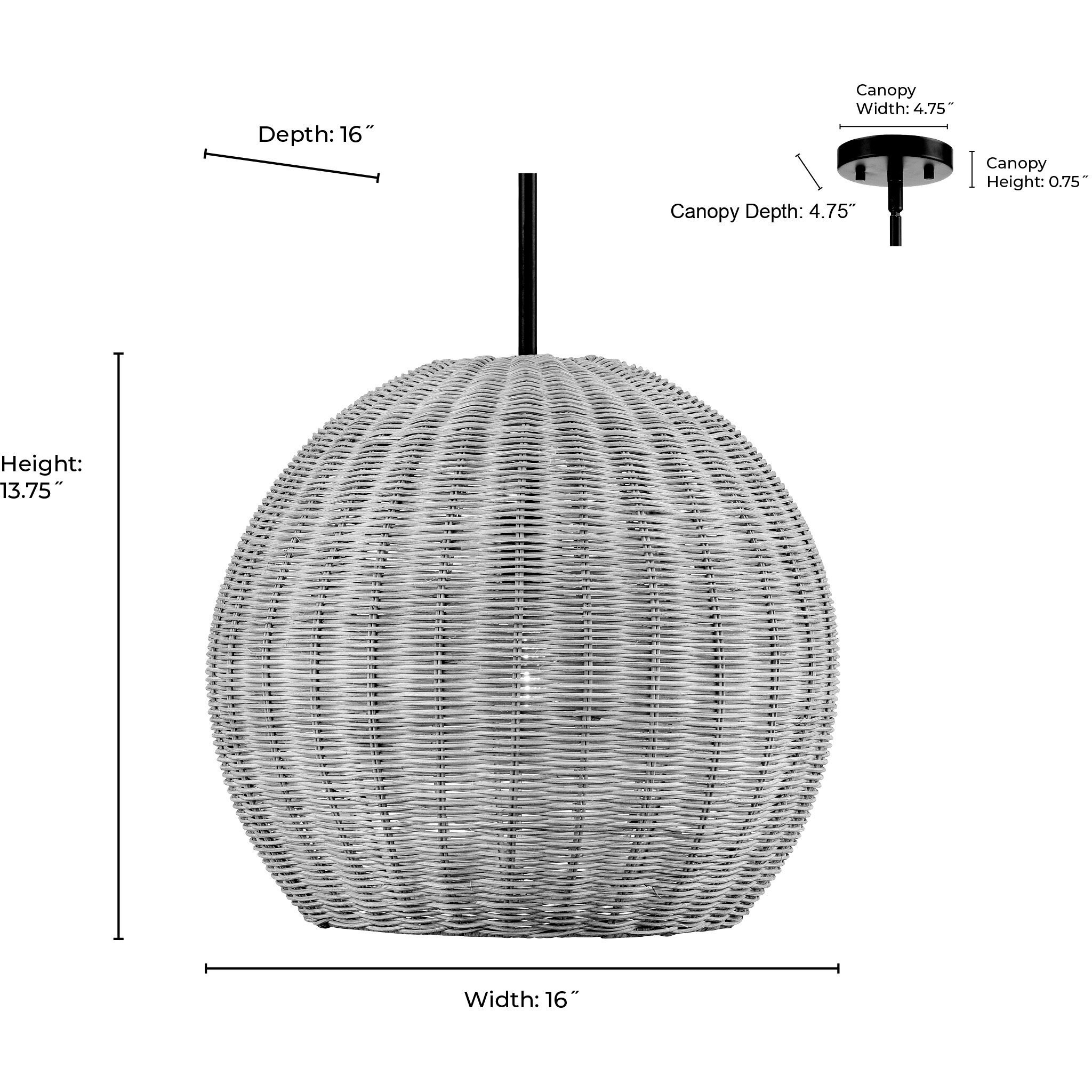 Elise 1 Light 16 inch Matte Black Pendant Ceiling Light