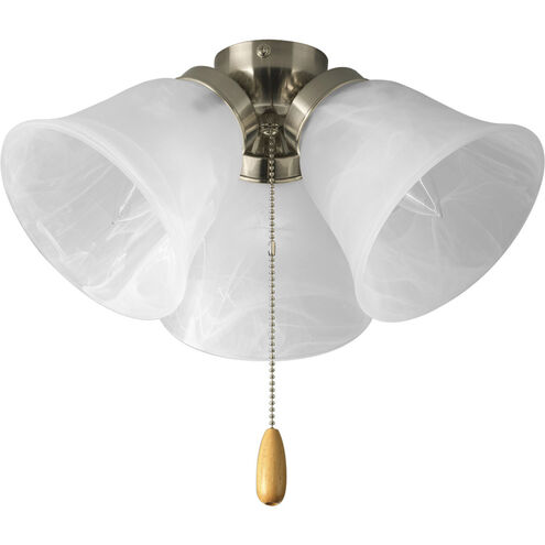 Universal 3 Light Brushed Nickel Fan Light Kit in Alabaster Glass