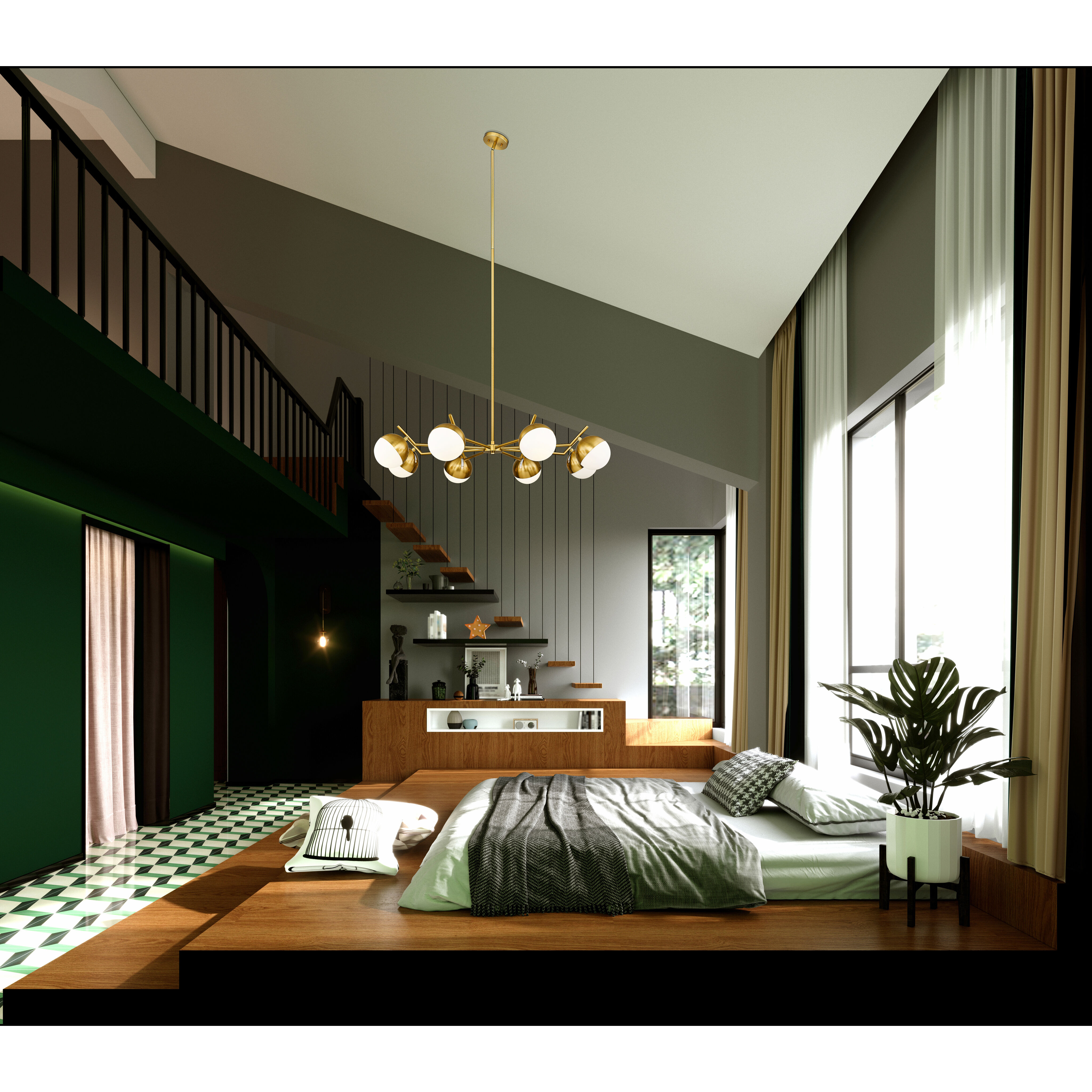 Realm Sphere 8 Light 44 inch Modern Gold Chandelier Ceiling Light