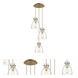 Newton Bell 3 Light 15.5 inch Brushed Brass Multi Pendant Ceiling Light in Seedy Glass