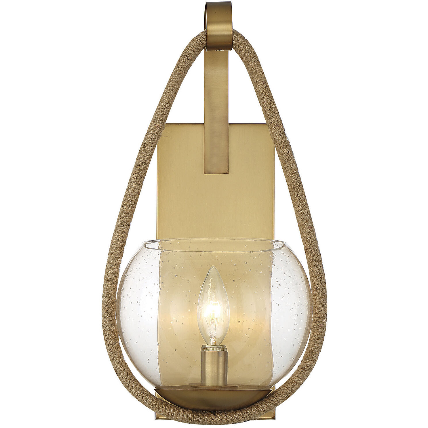 Ashe 1 Light 8.5 inch Warm Brass and Rope Wall Sconce Wall Light