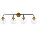Hanson 4 Light 38 inch Black and Brass Bath Sconce Wall Light