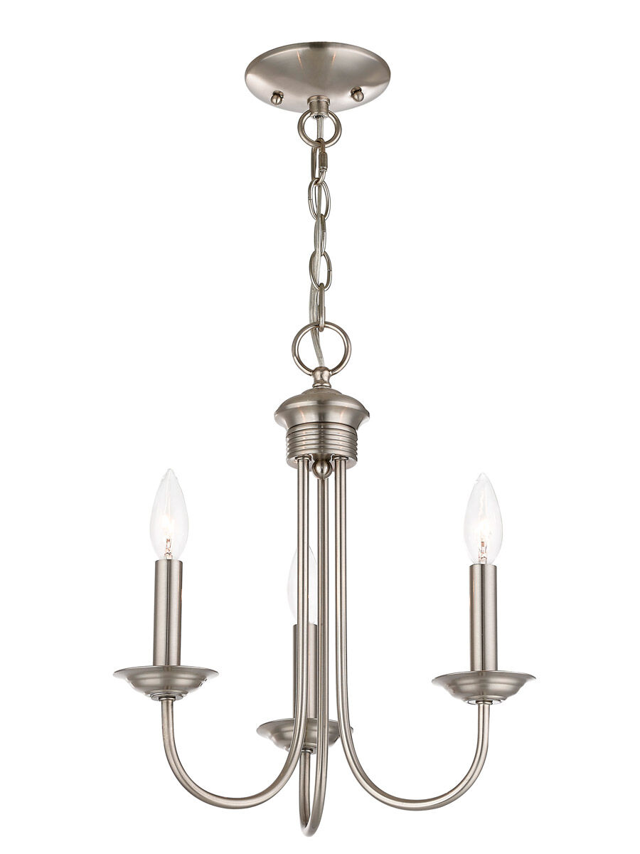 Estate 3 Light 14 inch Brushed Nickel Mini Chandelier Ceiling Light