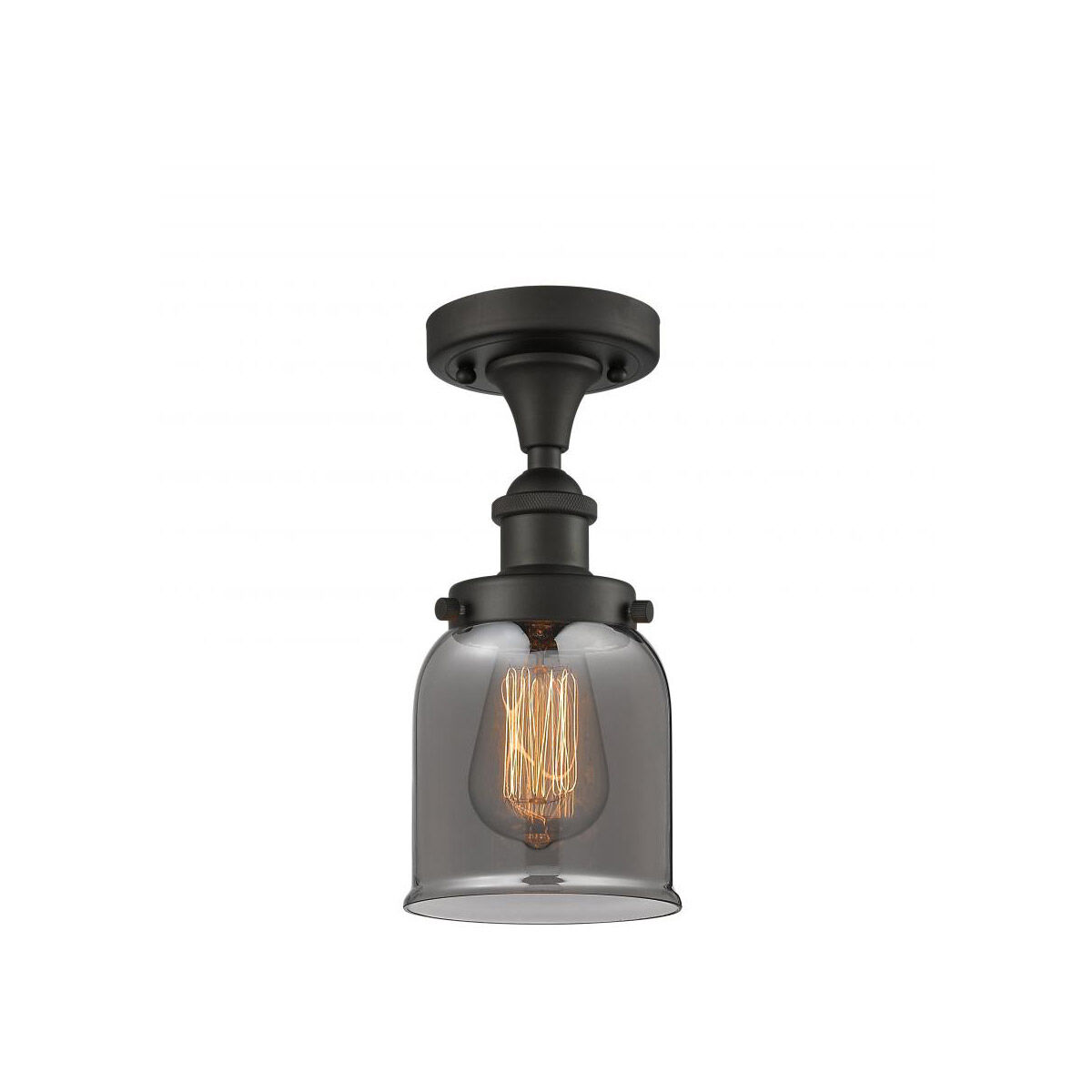 Ballston Small Bell 1 Light 5 inch Oil Rubbed Bronze Semi-Flush Mount Ceiling Light in Plated Smoke Glass, Ballston