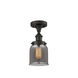 Ballston Small Bell 1 Light 5 inch Oil Rubbed Bronze Semi-Flush Mount Ceiling Light in Plated Smoke Glass, Ballston