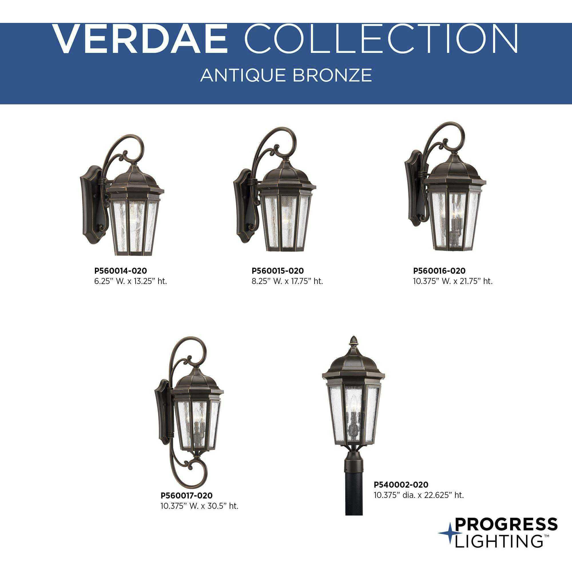Verdae 3 Light 22 inch Antique Bronze Outdoor Wall Lantern, Large, Design Series